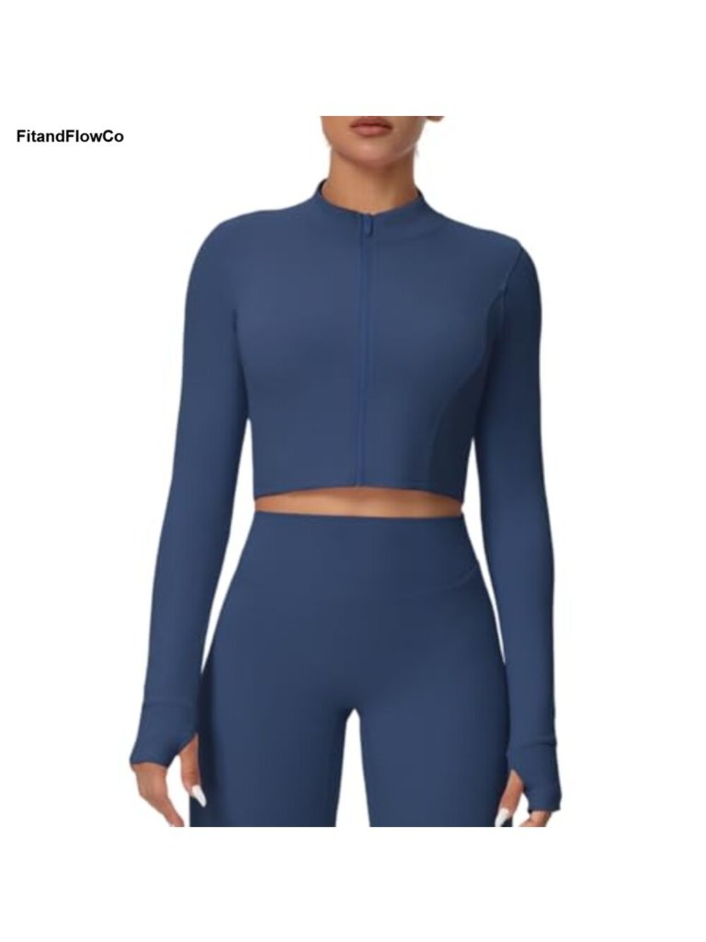 Women's Zip Up Crop Top Long Sleeve Athletic Workout Jacket Thumbholes